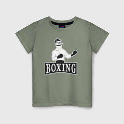 Футболка хлопковая детская Boxing man, цвет: авокадо