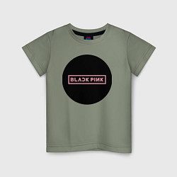 Футболка хлопковая детская Black pink - logotype - group - South Korea, цвет: авокадо