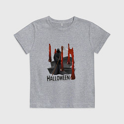 Футболка хлопковая детская Хэллоуин тусовка на кладбище, цвет: меланж