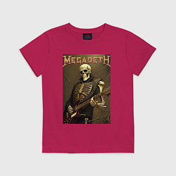 Футболка хлопковая детская Megadeth - skeleton - heavy metal, цвет: маджента