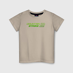 Футболка хлопковая детская Counter strike 2 green logo, цвет: миндальный