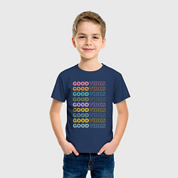 Футболка хлопковая детская Good vibes, цвет: тёмно-синий — фото 2