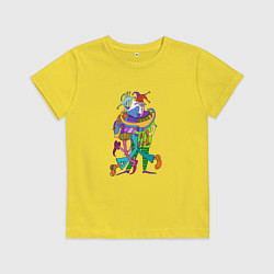 Футболка хлопковая детская Abstract Funny Clowns, цвет: желтый