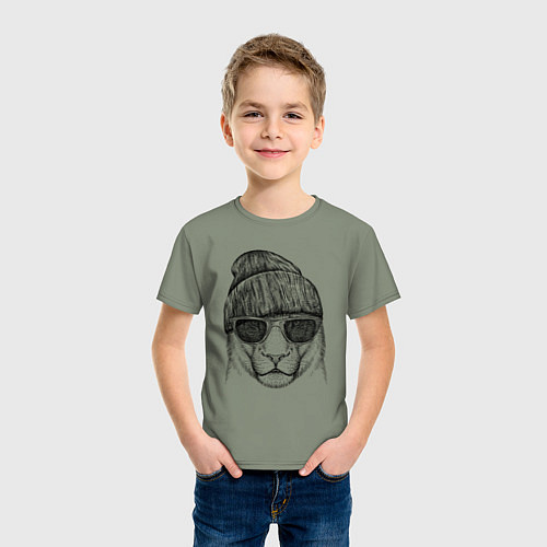Детская футболка Львица в солнечных очках / Авокадо – фото 3