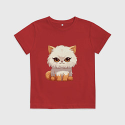 Футболка хлопковая детская Злой пушистый кот, цвет: красный