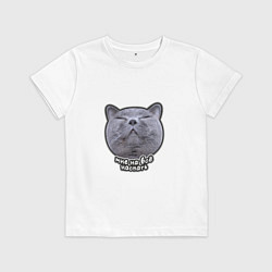 Футболка хлопковая детская Кот мне на всё наспать, цвет: белый