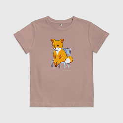 Футболка хлопковая детская Лиса из мема, цвет: пыльно-розовый