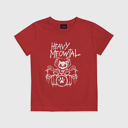 Футболка хлопковая детская Heavy Meowtal - кошачья музыка, цвет: красный