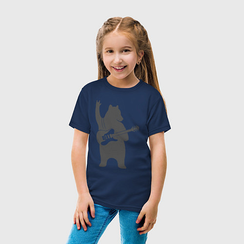 Детская футболка Мишка рокер / Тёмно-синий – фото 4