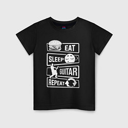 Футболка хлопковая детская Eat sleep guitar, цвет: черный
