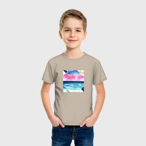Детская футболка Абстрактное море закат рассвет / Миндальный – фото 3