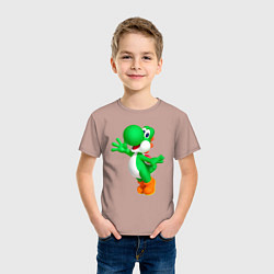 Футболка хлопковая детская Йоши приветствует, цвет: пыльно-розовый — фото 2