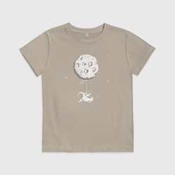Футболка хлопковая детская Лунный шарик, цвет: миндальный