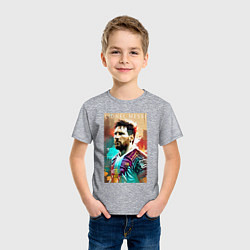Футболка хлопковая детская Lionel Messi - football - striker, цвет: меланж — фото 2