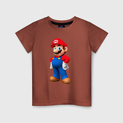 Футболка хлопковая детская Марио стоит, цвет: кирпичный
