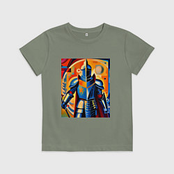 Футболка хлопковая детская Средневековый рыцарь в доспехах, цвет: авокадо
