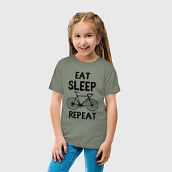 Футболка хлопковая детская Eat sleep bike repeat, цвет: авокадо — фото 2