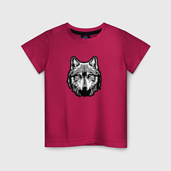 Футболка хлопковая детская Абстрактный волк, цвет: маджента