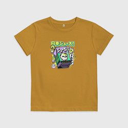 Футболка хлопковая детская Черепковый молочный коктейль, цвет: горчичный