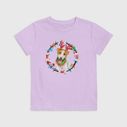 Футболка хлопковая детская Dog new year, цвет: лаванда