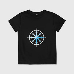 Футболка хлопковая детская Роза ветров компас, цвет: черный