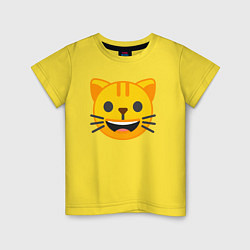 Футболка хлопковая детская Жёлтый котик счастлив, цвет: желтый