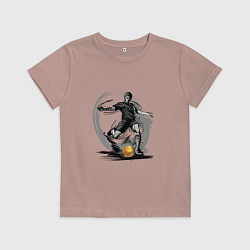 Футболка хлопковая детская Золотой мяч футболиста, цвет: пыльно-розовый