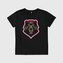 Футболка хлопковая детская Bear head, цвет: черный