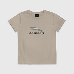 Футболка хлопковая детская Ягуар спорт кар, цвет: миндальный