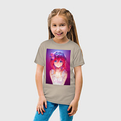 Футболка хлопковая детская Anime Girl refflex, цвет: миндальный — фото 2