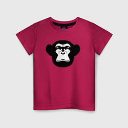 Футболка хлопковая детская Морда шимпанзе, цвет: маджента