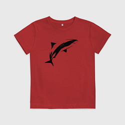 Футболка хлопковая детская Акула трафарет, цвет: красный
