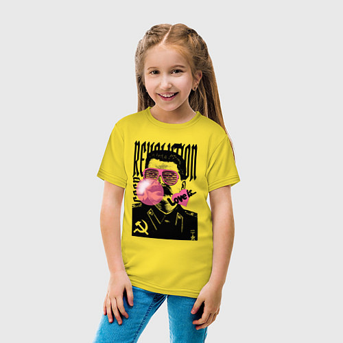 Детская футболка Сталин любовь революция и жвачка / Желтый – фото 4