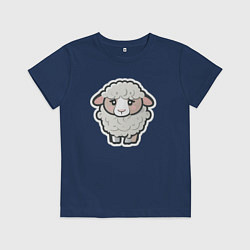 Футболка хлопковая детская Грустная милая овечка, цвет: тёмно-синий