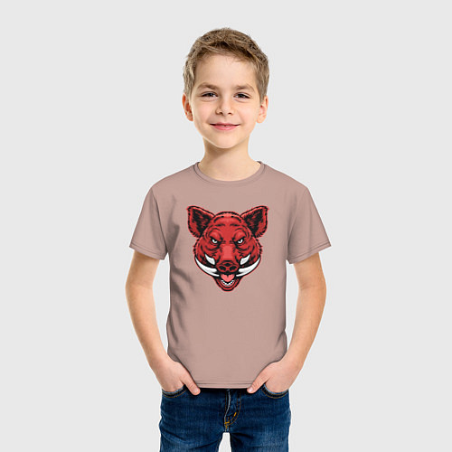 Детская футболка Красный кабан / Пыльно-розовый – фото 3