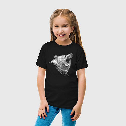 Детская футболка Торс ревущего медведя / Черный – фото 4