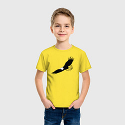 Футболка хлопковая детская Орёл порхает трафарет, цвет: желтый — фото 2