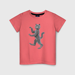 Футболка хлопковая детская Геральдический кот, цвет: коралловый