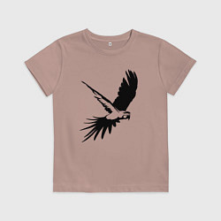 Футболка хлопковая детская Попугай летит трафарет, цвет: пыльно-розовый