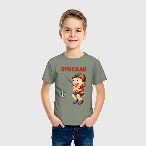 Детская футболка Ярослав - мальчик рыболов / Авокадо – фото 3