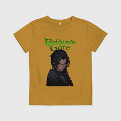 Футболка хлопковая детская Shadowheart - baldurs gate 3 - зеленый, цвет: горчичный