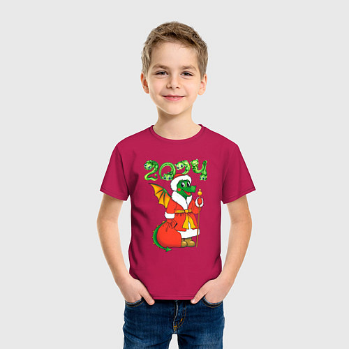 Детская футболка Дракон дед Мороз / Маджента – фото 3
