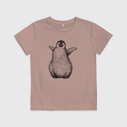Футболка хлопковая детская Пингвинёнок анфас, цвет: пыльно-розовый