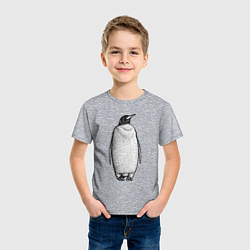 Футболка хлопковая детская Пингвин стоит анфас, цвет: меланж — фото 2