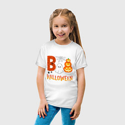 Футболка хлопковая детская Хеллоуин - праздник тыквы, цвет: белый — фото 2
