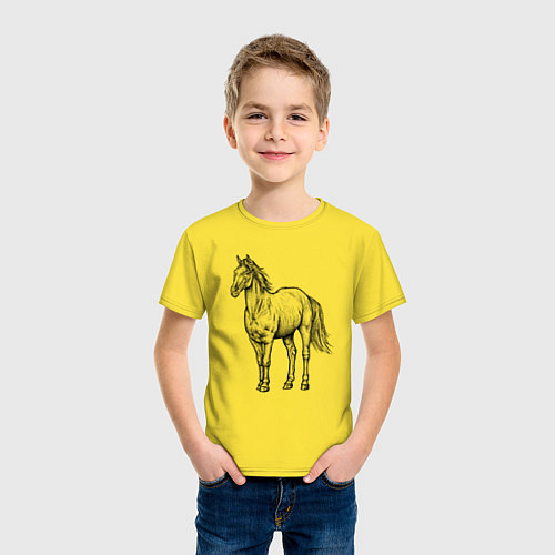 Детская футболка Лошадь стоит / Желтый – фото 3
