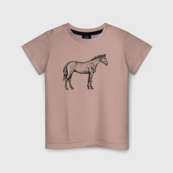 Футболка хлопковая детская Лошадь стоит в профиль, цвет: пыльно-розовый