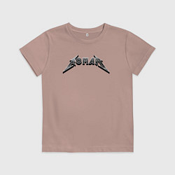 Футболка хлопковая детская Роман в стиле рок-группы Металлика, цвет: пыльно-розовый