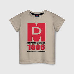 Футболка хлопковая детская Depeche Mode - black celebration logo, цвет: миндальный