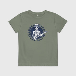 Футболка хлопковая детская Rock star space music, цвет: авокадо